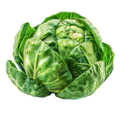 Fototapeta premium Fresh green cabbage isolated on white background. 