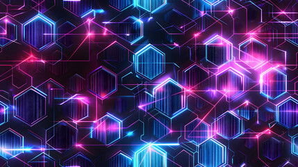 Obraz premium Blue & Purple Neon Hexagons