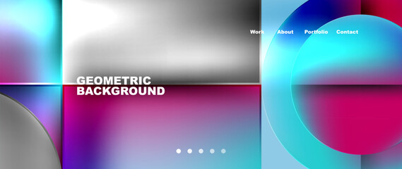 Bright colorful squares with round elements minimal geometric background. Vector Illustration For Wallpaper, Banner, Background, Card, Book Illustration, landing page