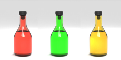 Glass bottle on white background Isolated. 3d render.