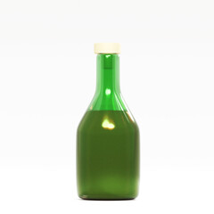 Glass bottle on white background Isolated. 3d render.