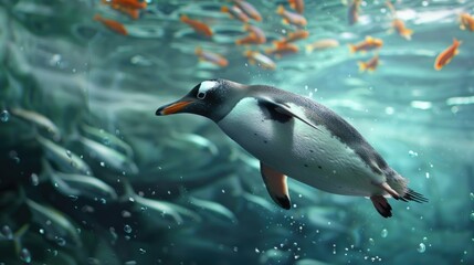 Engaging educational games for children involve guiding a penguin to draw lines that separate each fish on a fun underwater worksheet