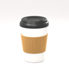 Cup of coffee on white background Isolated. 3d render.