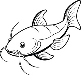 catfish illustration outline isolated on white background eps 10