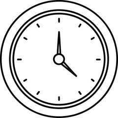 black and white clock outline isolated on white background eps 10