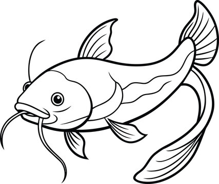 recommend clip art: catfish illustration outline isolated on white background eps 10