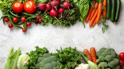 Vivid Close-Up of Assorted Healthy Organic Vegetables on White Background, Highlighting Freshness, Color, and Nutritional Value for Healthy Living and Diet Concepts
