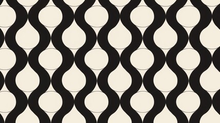 Fototapeta premium Retro Playful Polka Dot Grid - Dynamic Digital Illustration with High Contrast Black and White Pattern for Fun Design Concepts