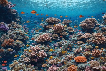 Obraz premium A beautiful coral reef with vibrant fish and clear waters