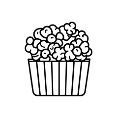Popcorn icon, pop icon, bucket icon, cinema icon, corn icon, snack icon, box icon, entertainment icon, graphic icon, pictogram icon, marketing icon, popcorn, food, snack, box, movie, icon, isolated, 