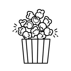 Popcorn icon, pop icon, bucket icon, cinema icon, corn icon, snack icon, box icon, entertainment icon, graphic icon, pictogram icon, marketing icon, popcorn, food, snack, box, movie, icon, isolated, 
