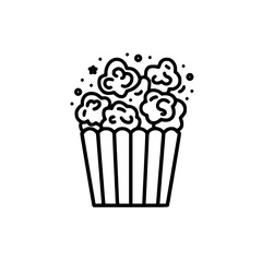 Popcorn icon, pop icon, bucket icon, cinema icon, corn icon, snack icon, box icon, entertainment icon, graphic icon, pictogram icon, marketing icon, popcorn, food, snack, box, movie, icon, isolated, 