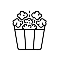 Popcorn icon, pop icon, bucket icon, cinema icon, corn icon, snack icon, box icon, entertainment icon, graphic icon, pictogram icon, marketing icon, popcorn, food, snack, box, movie, icon, isolated, 