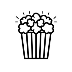 Popcorn icon, pop icon, bucket icon, cinema icon, corn icon, snack icon, box icon, entertainment icon, graphic icon, pictogram icon, marketing icon, popcorn, food, snack, box, movie, icon, isolated, 