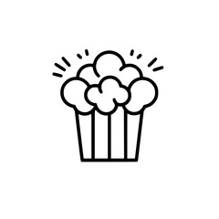 Popcorn icon, pop icon, bucket icon, cinema icon, corn icon, snack icon, box icon, entertainment icon, graphic icon, pictogram icon, marketing icon, popcorn, food, snack, box, movie, icon, isolated, 