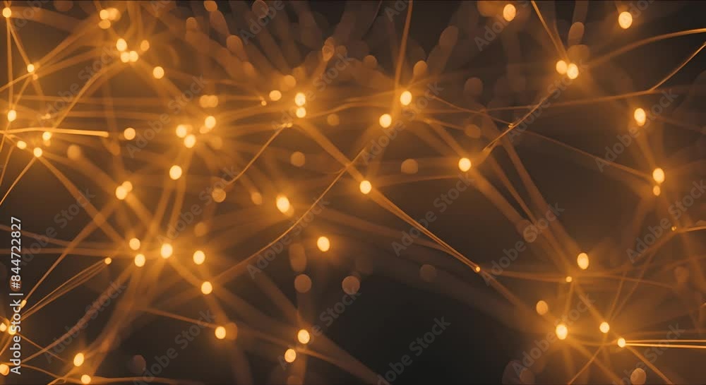 Poster intricate network of glowing lines symbolizing information flow and neural activity in a complex sys