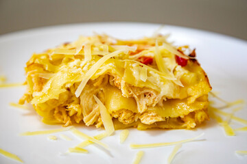 Classic chicken lasagna with catupiry