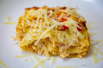 Classic chicken lasagna with catupiry