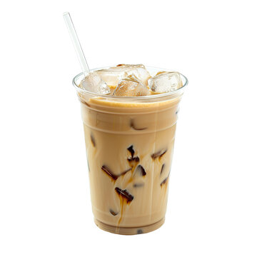 Iced latte coffee glass isolated Png
