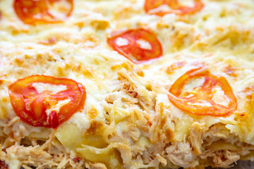 Classic chicken lasagna with catupiry