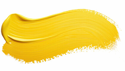 Beautiful Hand painted stroke of yellow paint brush isolated on white background, stock photography