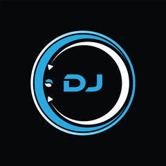 DJ letter logo design with a circle shape DJ Logo design. DJ letter logo creative design. DJ unique design. DJ letter logo design on black background.