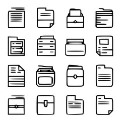 document icon, business icon, symbol icon, archive icon, contract icon, file icon, office icon, computer icon, message icon, web icon, folder icon, graphic icon, portfolio icon, magnifying glass icon,