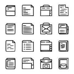 document icon, business icon, symbol icon, archive icon, contract icon, file icon, office icon, computer icon, message icon, web icon, folder icon, graphic icon, portfolio icon, magnifying glass icon,