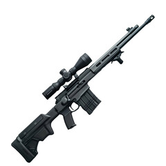 sniper rifle isolated on transparent png background. A black rifle with a scope on it