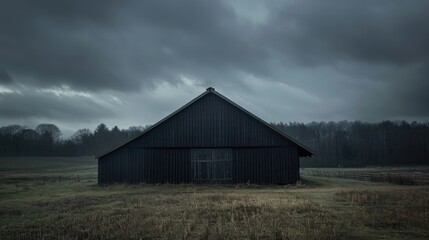 Obraz premium Serene And Peaceful Modern House On A Deserted Field