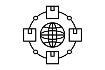 Logistics network icon. icon related to supply chain. suitable for web site, app, user interfaces, printable etc. line icon style. simple vector design editable