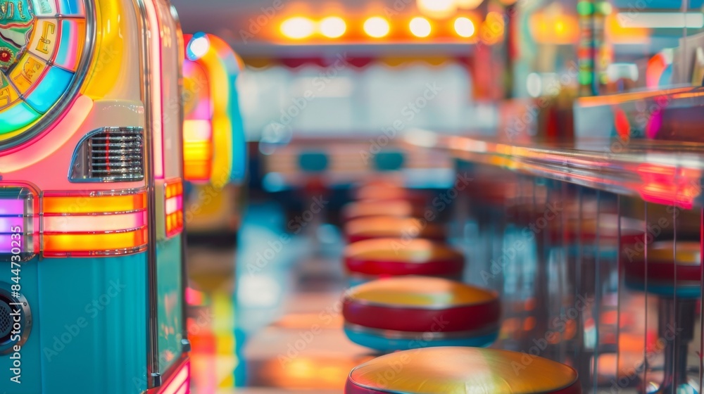 Poster defocused background image of a rock n roll diner time the dreamy blurriness of this image sets the 