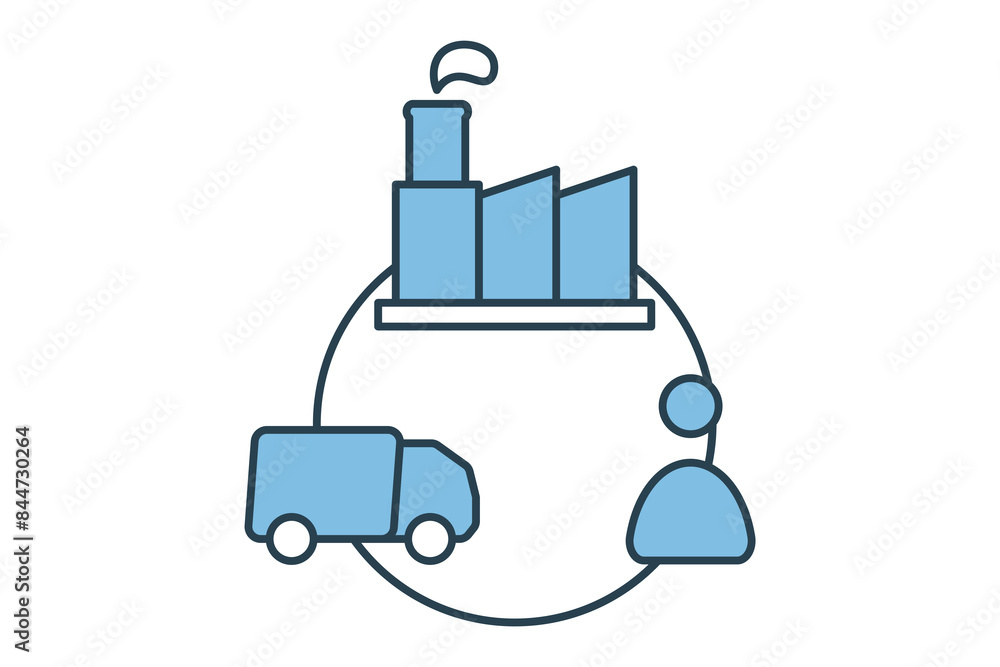 Poster supply chain management icon. icon related to supply chain. suitable for web site, app, user interfa