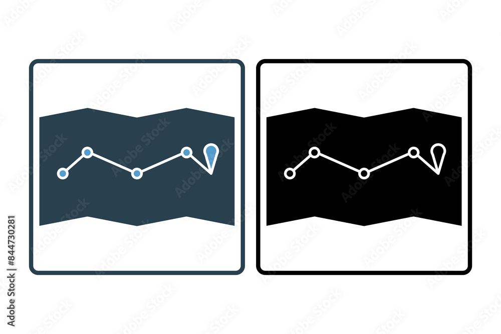 Poster route map icon. icon related to supply chain. suitable for web site, app, user interfaces, printable