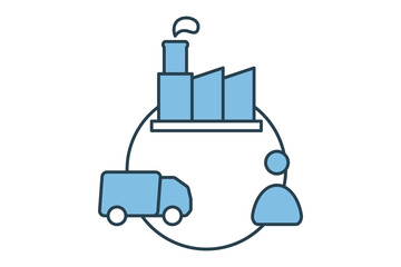 Supply chain management icon. icon related to supply chain. suitable for web site, app, user interfaces, printable etc. flat line icon style. simple vector design editable