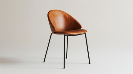 Minimalist dining or kitchen chair with moulded seat on metal frame side view