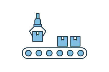 Production line icon. icon related to supply chain. suitable for web site, app, user interfaces, printable etc. flat line icon style. simple vector design editable