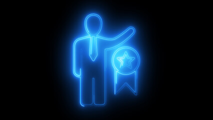 Neon Business Achievement Icon - Glowing Award and Recognition EmblemNeon Business Achievement Icon - Glowing Award and Recognition Emblem