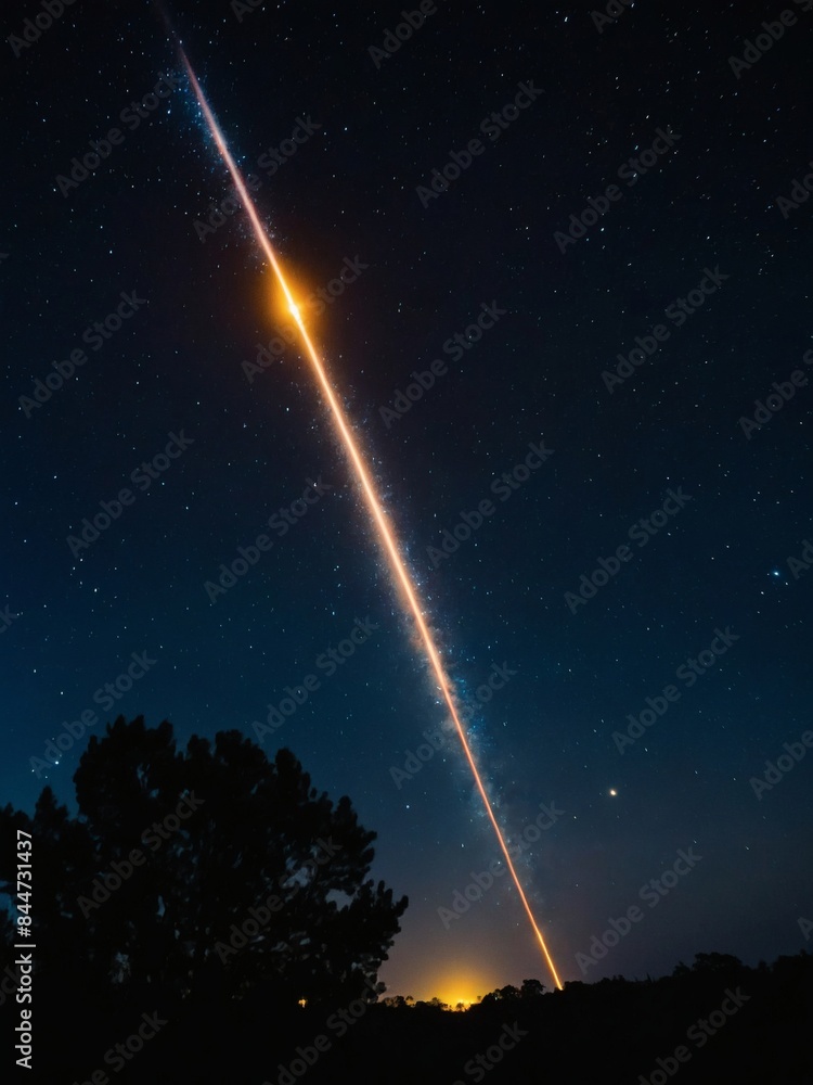 Wall mural Glimmering Meteor in the Dark Night Sky