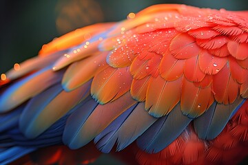 Obraz premium Parrot Feather Macro Texture: Detailed Close-Up of Feather Structure