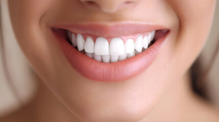 Fototapeta premium Close-up of a Beautiful Smile Showing White Healthy Teeth