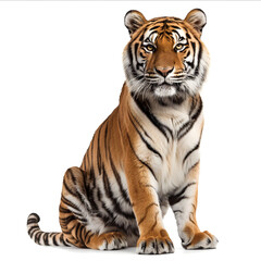 Obraz premium Majestic Bengal Tiger Walking Forward Isolated on White Background