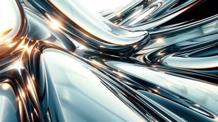 A futuristic abstract background with liquid metallic tones and sleek, interconnected shapes