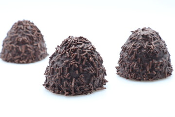Chocolate biscuit. Close up and isolated. White background.