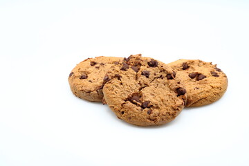 Chocolate biscuit or cake. Close up and isolated. 