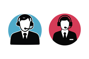silhouette style vector icon of Headsets, support agents, and help desks. Illustration