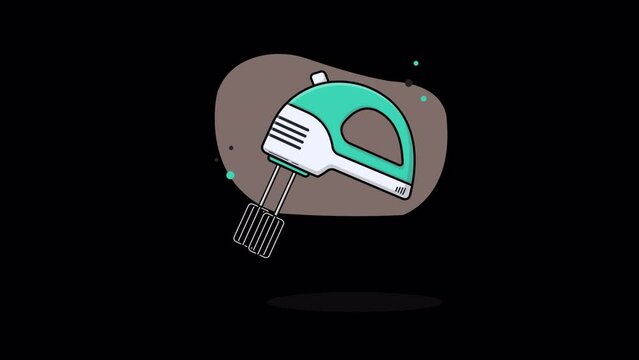 Kitchen Hand Mixer. Kitchen Equipment Concept Animation Video - Transparent