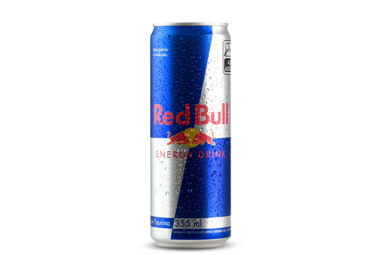 S&Atilde;O PAULO, BRAZIL - JUNE 08, 2024 RED BULL ENERGY DRINK 355ml CAN, ICE DRINK