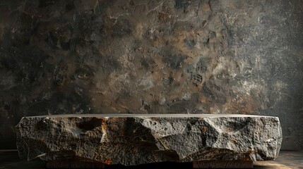 Stone Podium with Dramatic Shadows and Textured Background