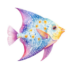 ray fish watercolor painting isolated on white background
